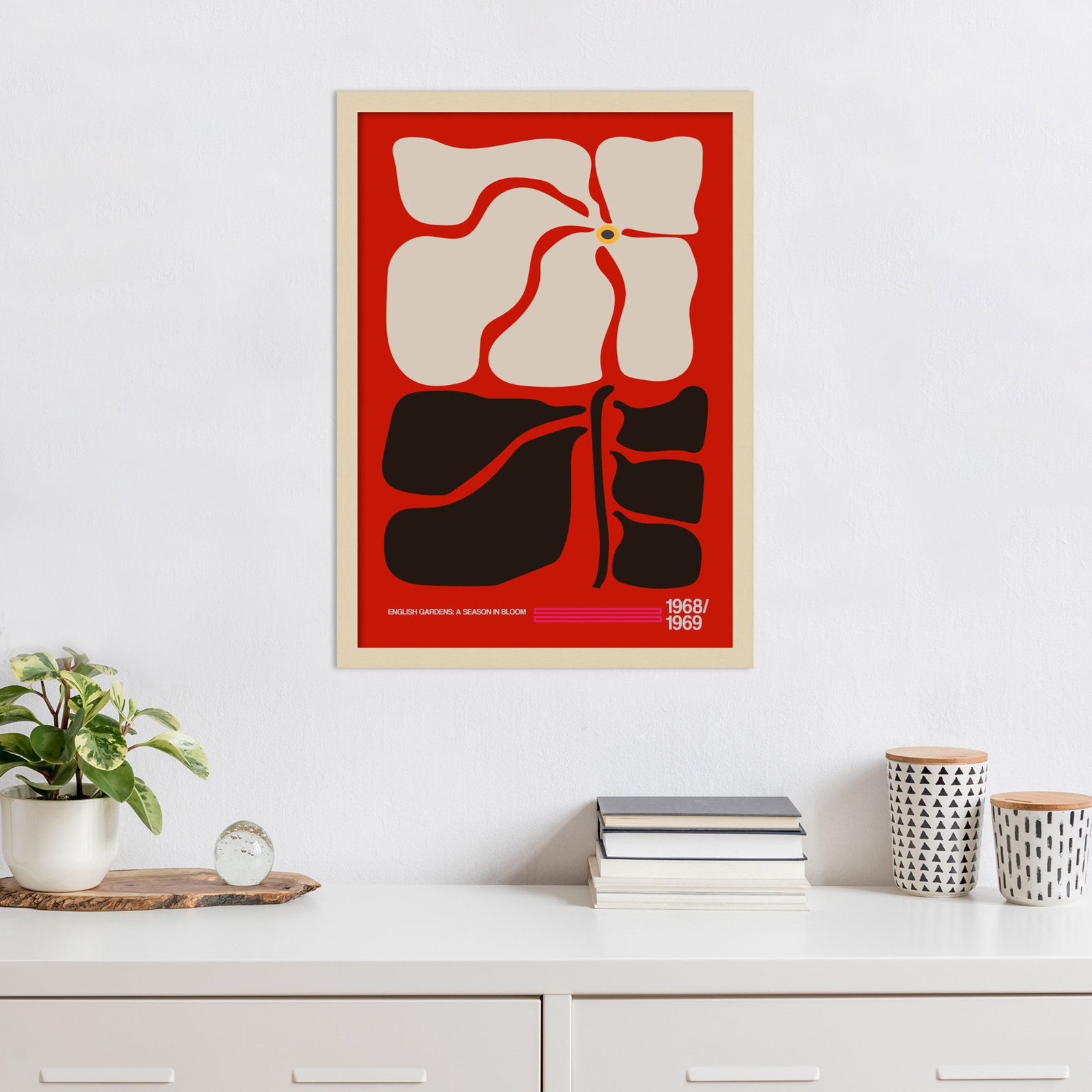 English Gardens Red by Frances Collett, Brown, 25" H x 18" W x 1" D