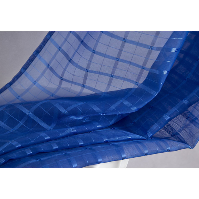 Panneau de rideau transparent à œillets avec motif écossais Jardine, Bleu néon
