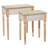 Funches Wooden Carved Leaf Side End Brown Accent Table with Turned Legs Set