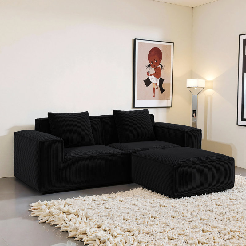 Canapé rembourré, canapé modulaire pour le salon, H 39,39 po x l 86,62 po x P 28,41 po, 3, Noir