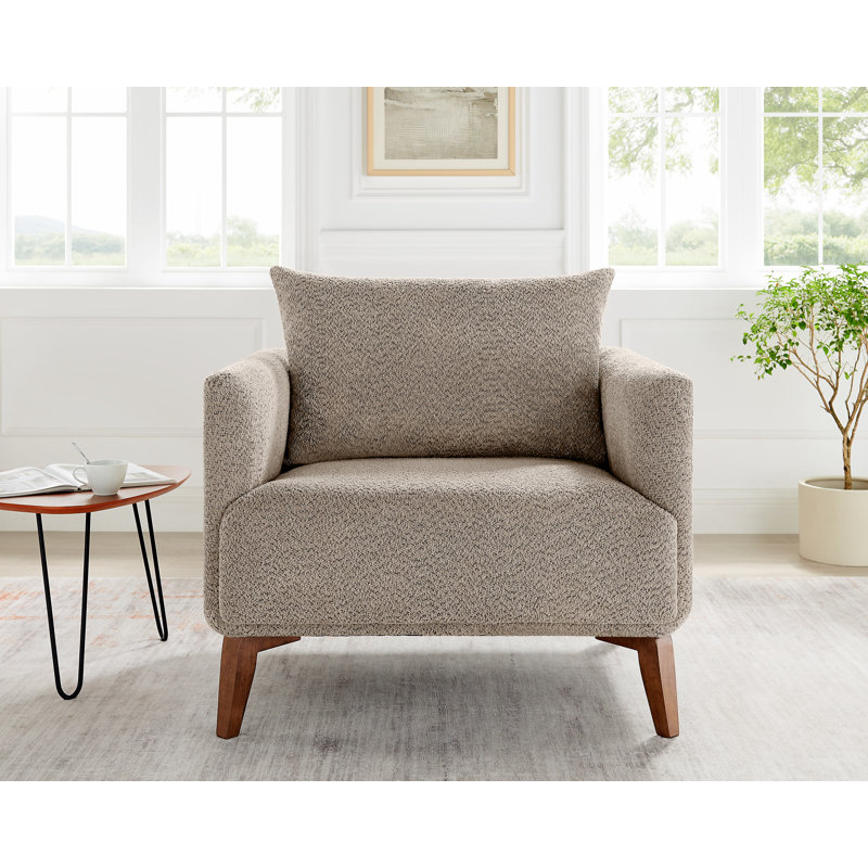37'' Upholstered Boucle Arm Chair, Set Of 2, Tan