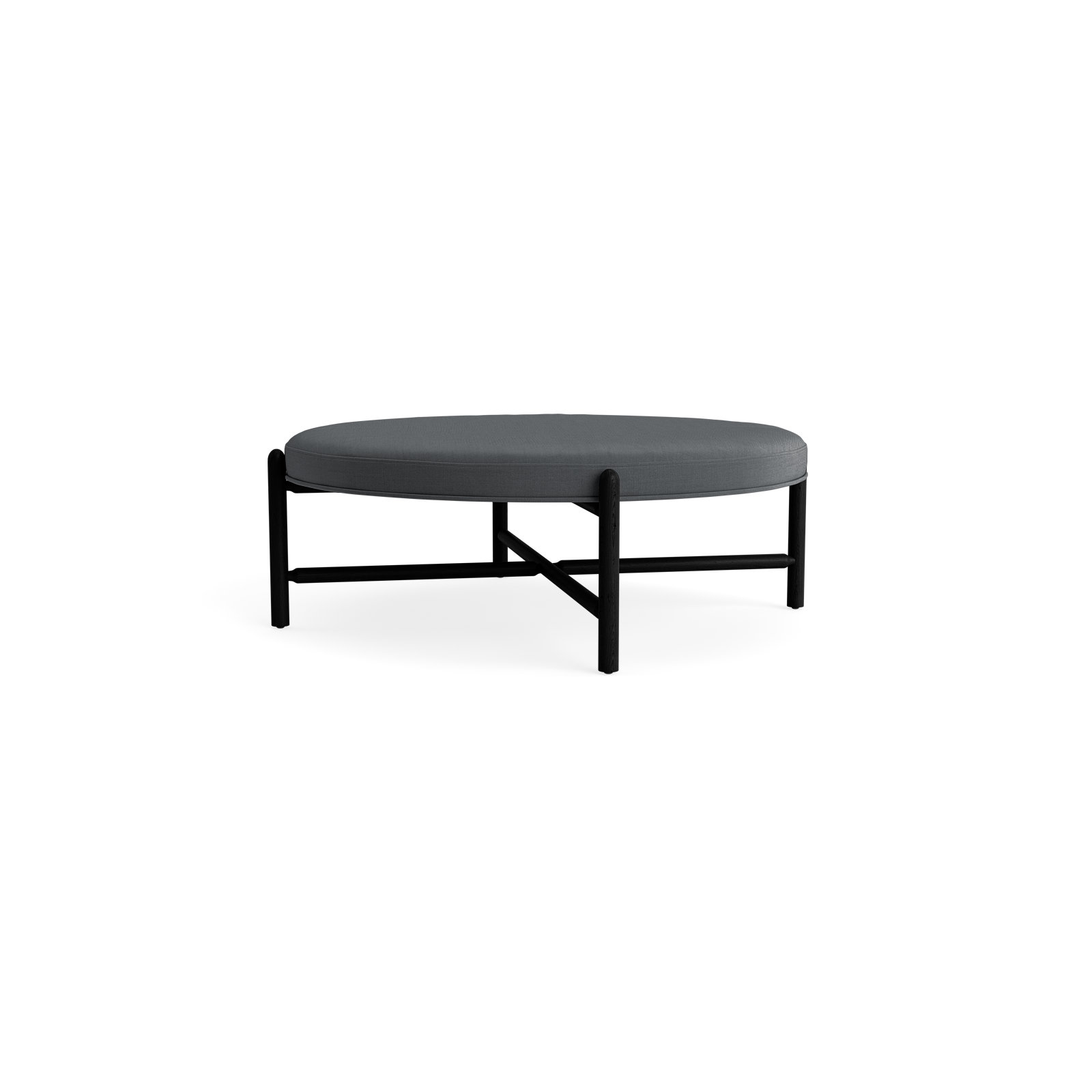 Vane 48" Round Ottoman, Charcoal, Black