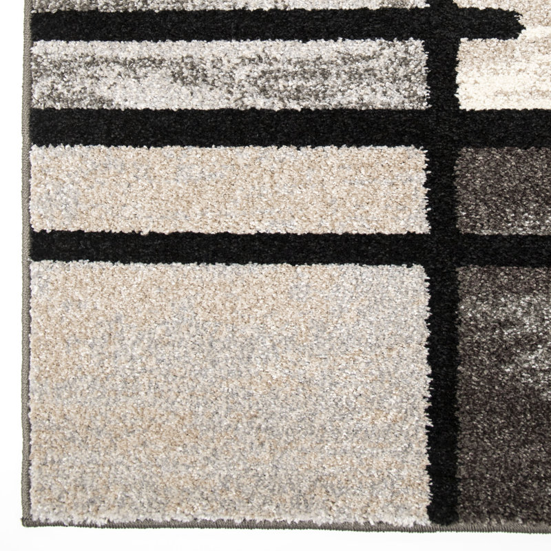 Latitude Run Aaron Geometric Charcoal Stain Resistant Area Rug, Rectangle  7'10" x 10'10"