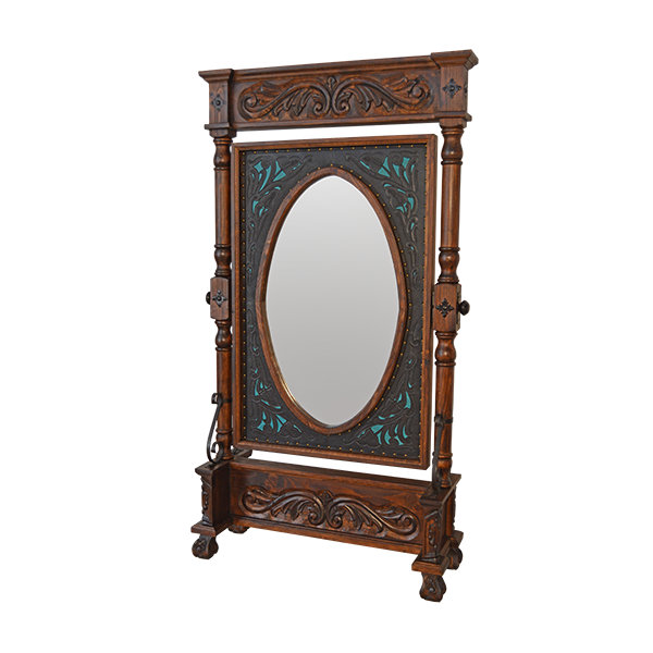 The Hacienda Flair  Standing Mirrror, Dark Brown Wood