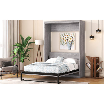 Armoire de lit pleine grandeur de couleur grise - fabrication stable et utilisation efficace de l'espace