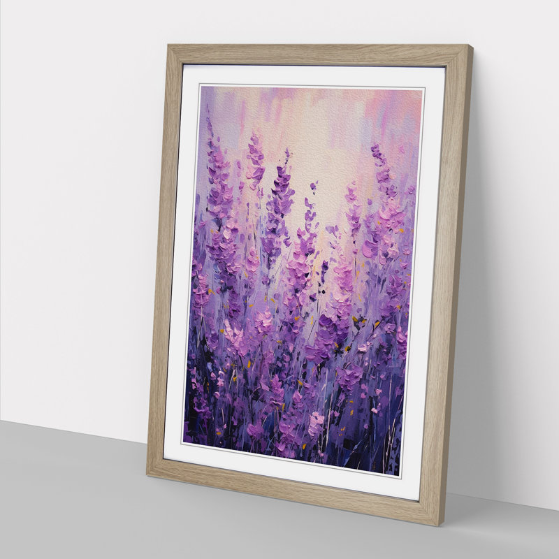 Lavender Flower Action - Framed Print, 64cm H x 46cm W x 2cm D, Oak