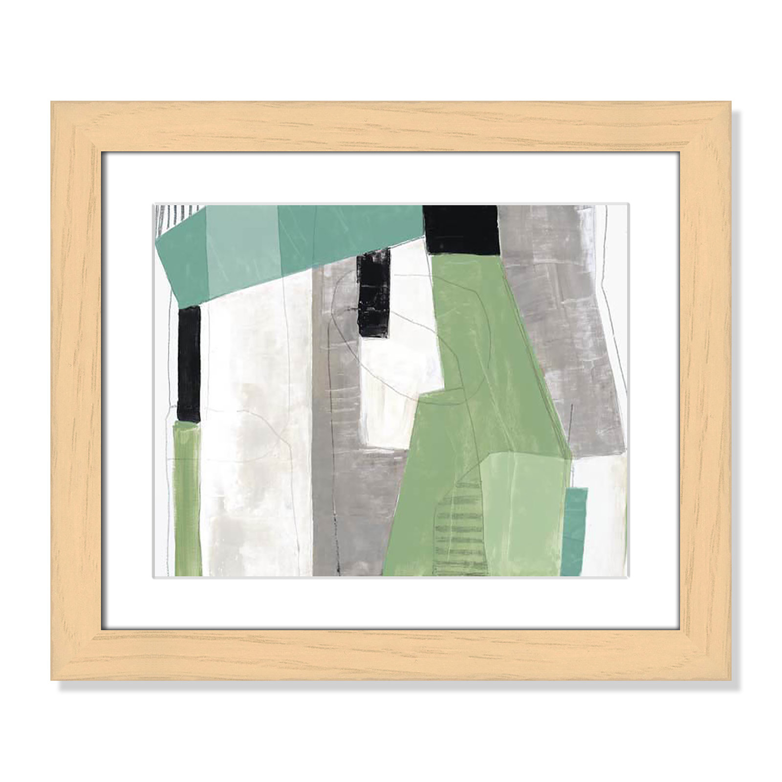 Evergreen Essence Print, 17.5" H x 20.5" W x 1.25" D, Natural Cube Frame - Matted Fine Art Paper Print, White