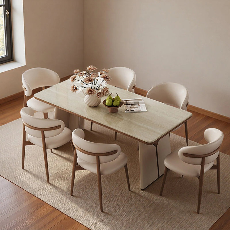 Ensembles de table de salle à manger Minimalist Elegant, 7 pièces : table, 6 chaises, H 29,52 po x l 55,11 po x P 31,49 po