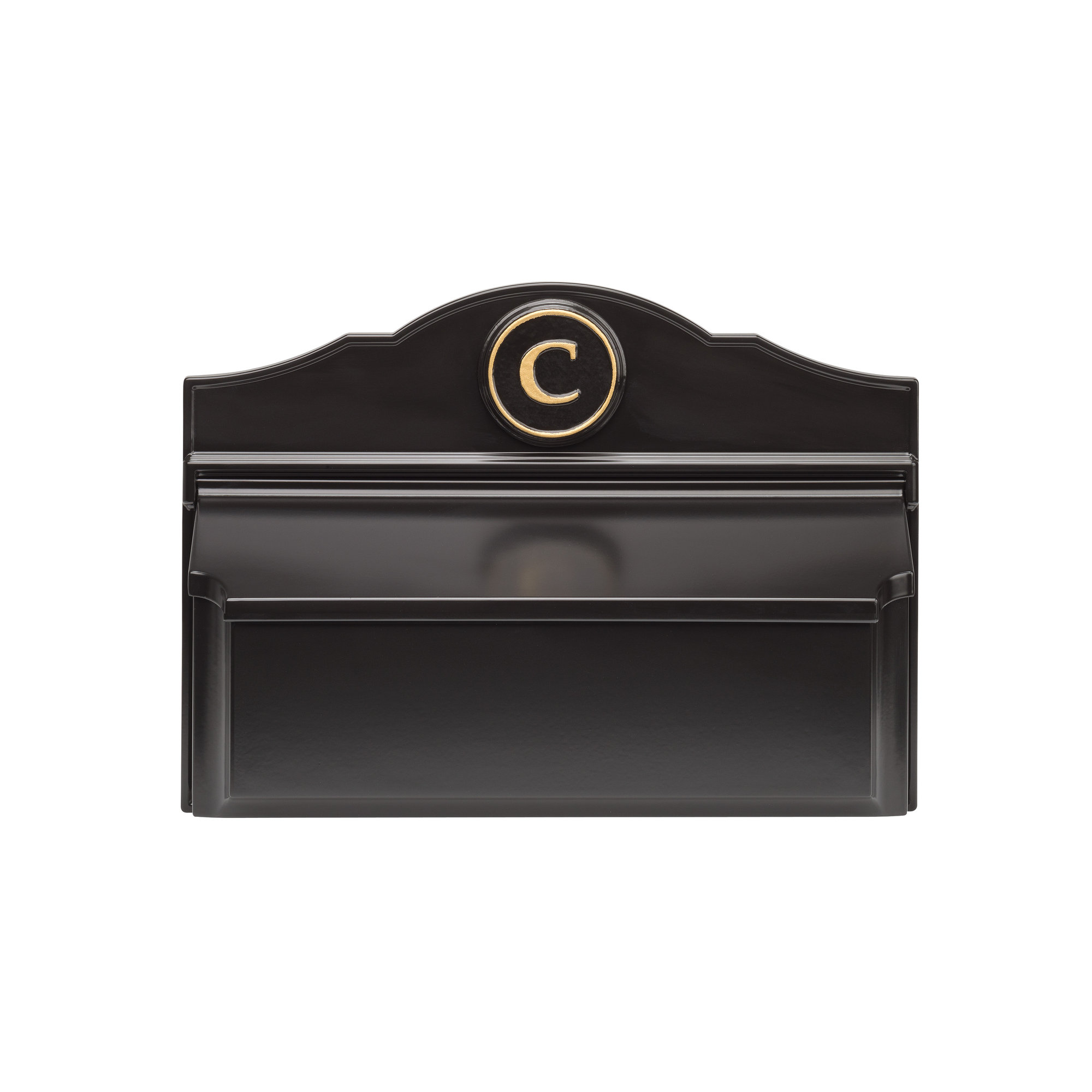 Colonial Wall Mounted Mailbox, Yes, Black/Gold