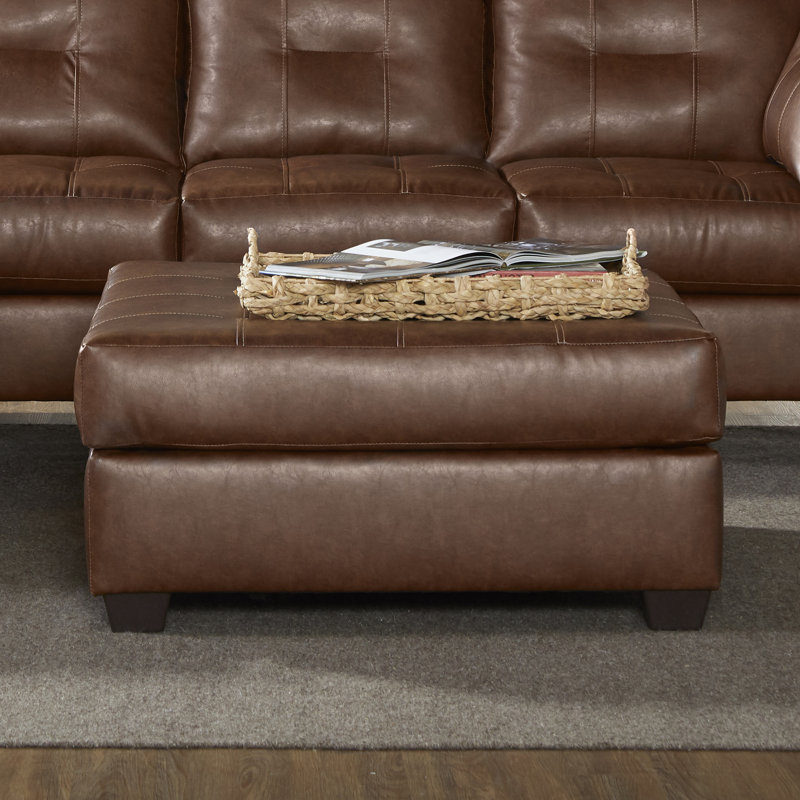 Esperance Faux Leather Ottoman, Hazelnut
