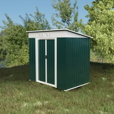 Remise extérieure de 6 pi x 4 pi avec toit pentu - Fabriquée en acier galvanisé et en alliage d'aluminium La corrosion permet de garder votre équipement, vos outils et vos vélos dans un espace de rangement solide