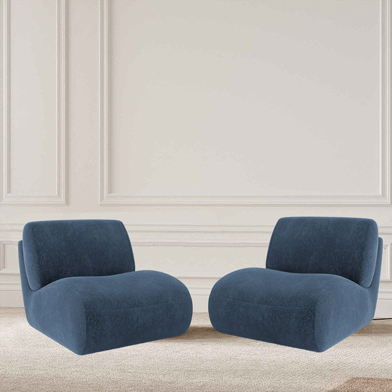 Nita Swivel 84.1 Cm Wide Swivel Lounge Chair, Navy