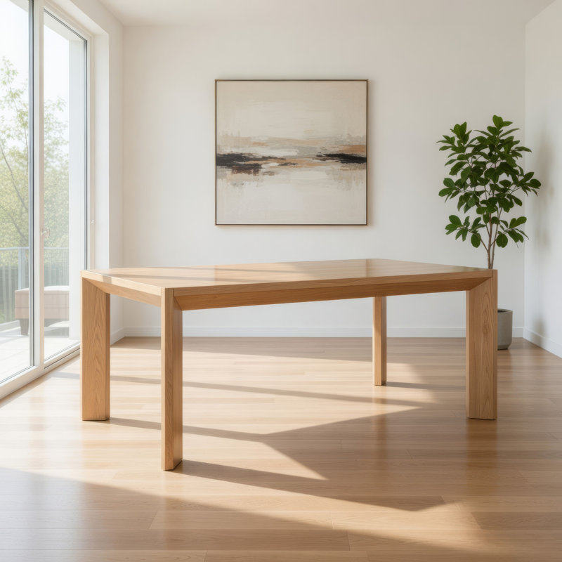 Table de salle à manger Rune, bois franc brun rectangulaire minimaliste 72 pouces