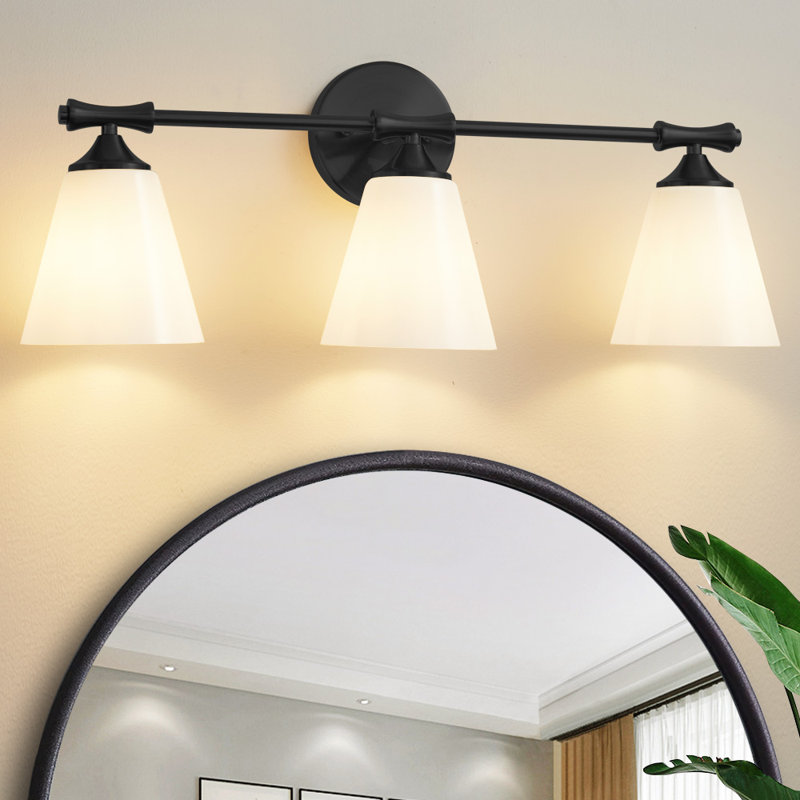Éclairage pour meuble-lavabo à intensité variable Elouan, Noir mat, 4