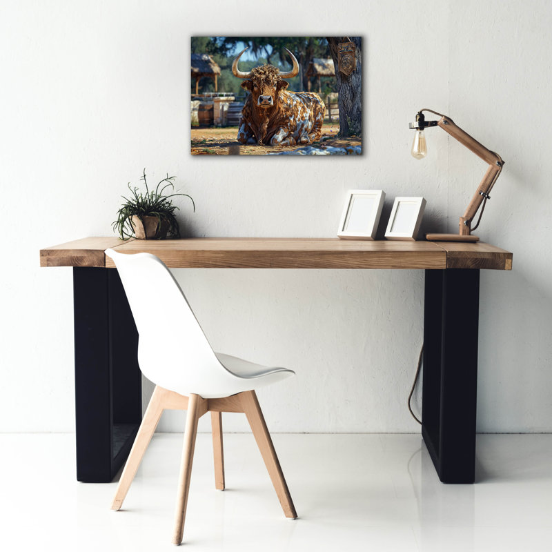 Toile Union Rustic «Squatting Bull» par Momart, H 18 po x l 26 po x P 0,75 po