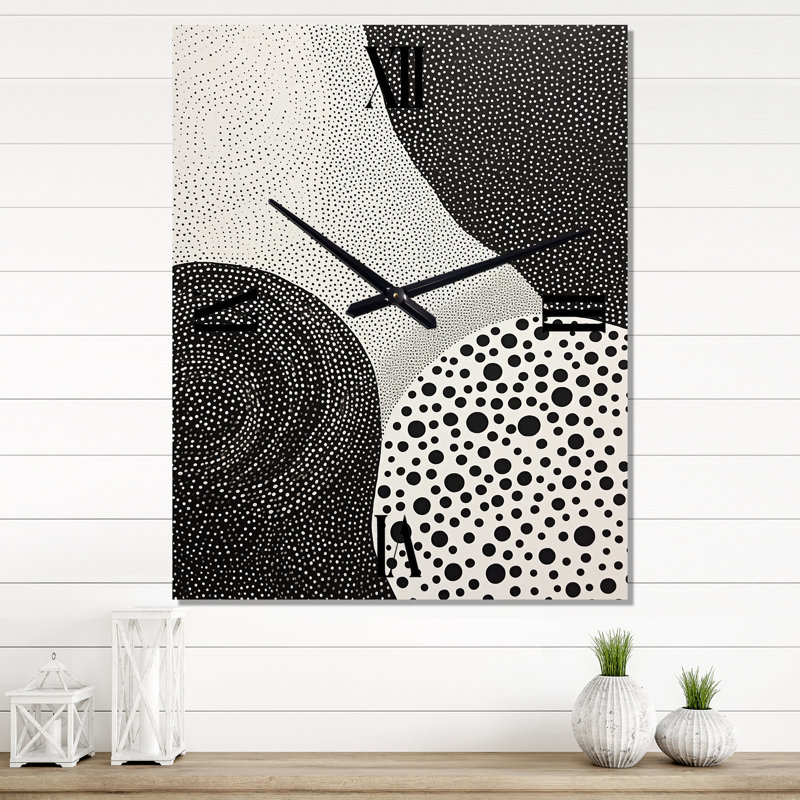 Grey Abstract Corals I - Coastal Coral Wall Clock Oversized, Small