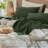 MooMee Sheet Set Extra Deep Pocket 100% Washed Cotton Linen Like Textured Lightweight Breathable-414295188-404490831