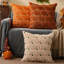 Housses de coussin d'automne 18x18 (2 pièces) - Décorations automnales à la citrouille orange, verte et jaune