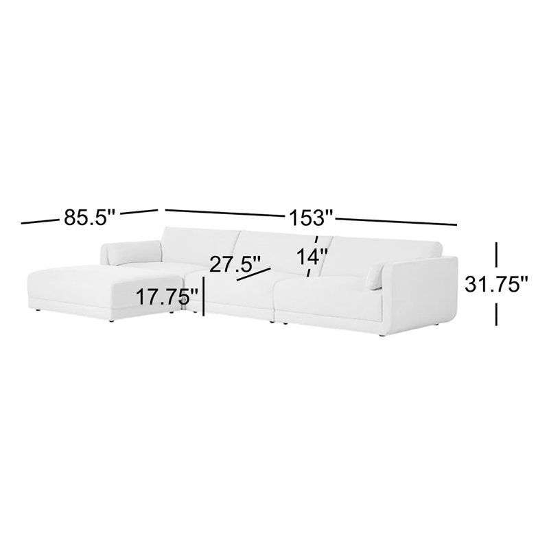Toland Modular Chaise Sectional, Cream Polyester Blend