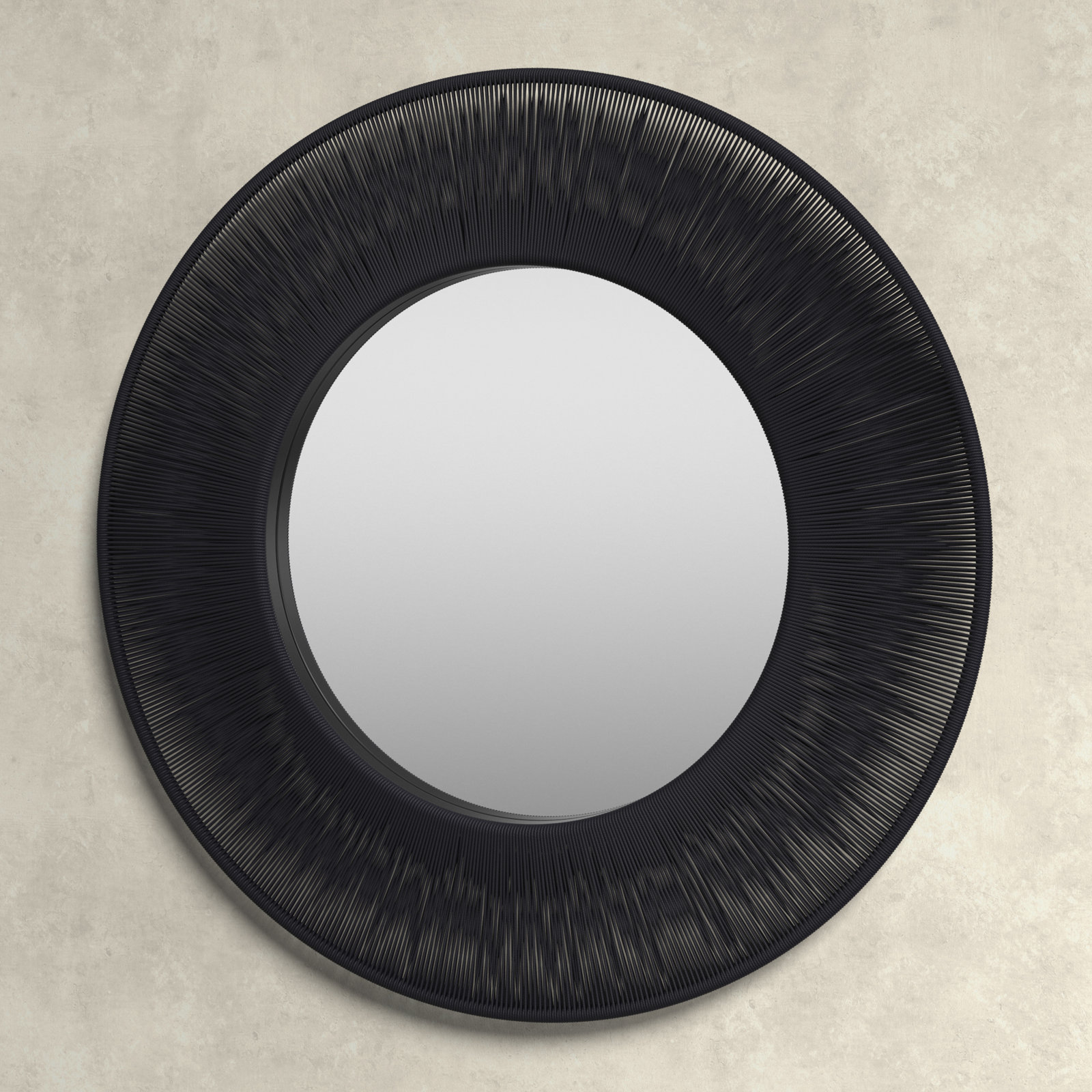 Carlen Round Accent Mirror, 51.25" x 51.25", Black