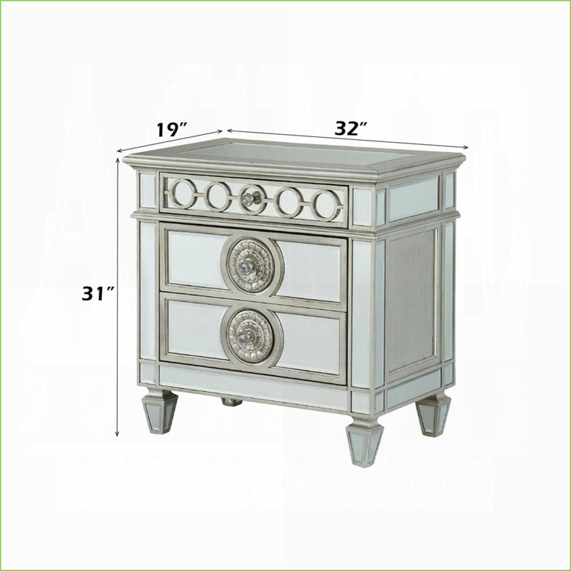 Table de chevet avec 2 tiroirs Glam, Clair