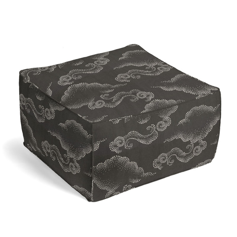 Square Pouf, Graphite 100% Cotton