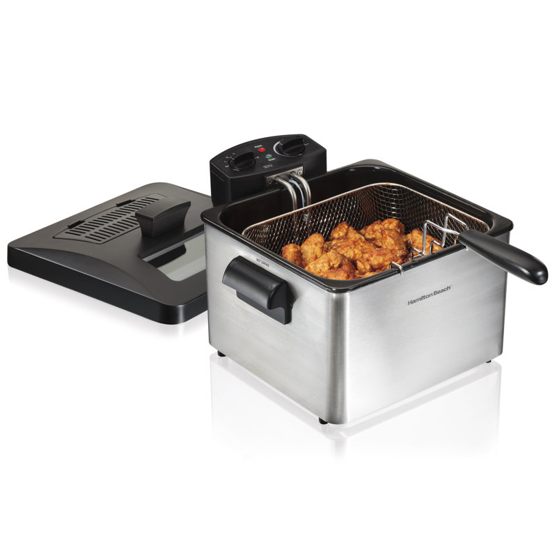 Professional-Style Stainless Steel Dual Basket 19-Cup Deep Fryer
