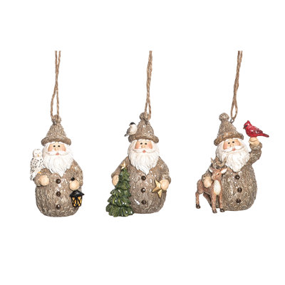  Ensemble de 3 décorations de Noël en résine rustique pour père Noël