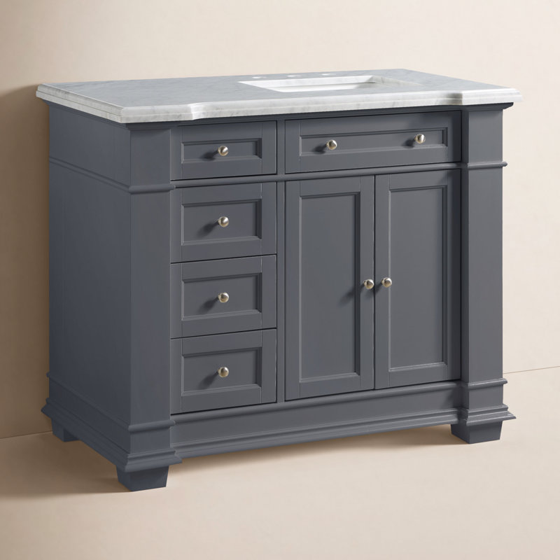 Meuble-lavabo simple 42 po avec plateau en marbre Rea de Rea, gris