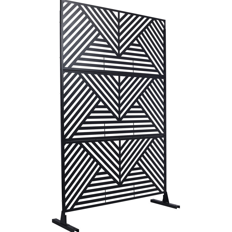 Panneaux de clôture 76 "H48" l 76 "noir - autoportant en métal pour la construction de patio, Noir