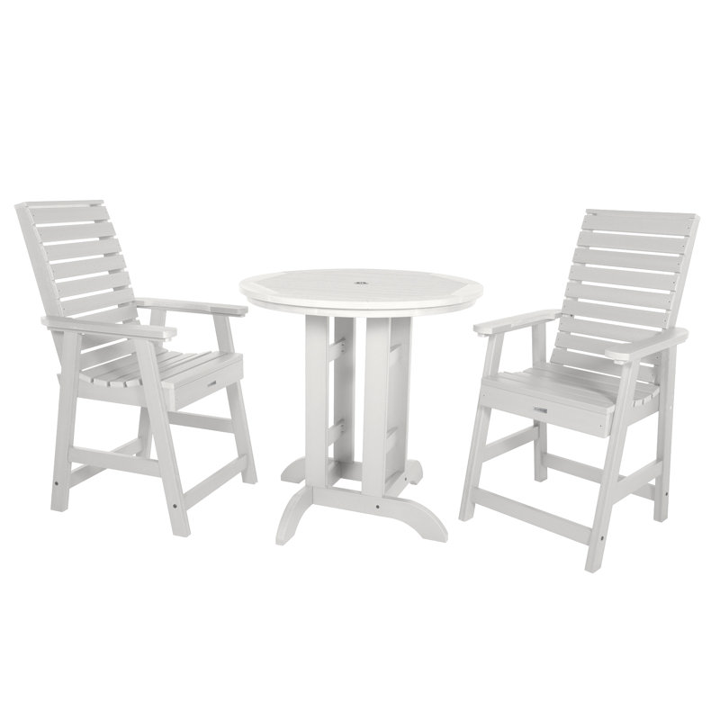 Machado 2-Person 36" Round, Counter-Height Dining Set, White
