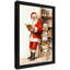 Père Noël noir encadré noir avec poignées de lettres des Fêtes, art mural, réalisme aquarelle, impressions encadrées-1907516909