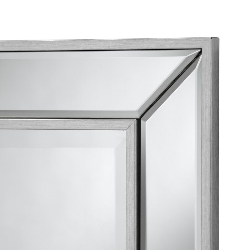 Seamus Bevelled Angled Framed Wall Mounted Accent Mirror, 78cm H x 64.5cm W, Champagne
