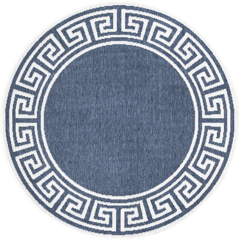 Outdoor Ayton Area Rug Navy Color, Round 4'
