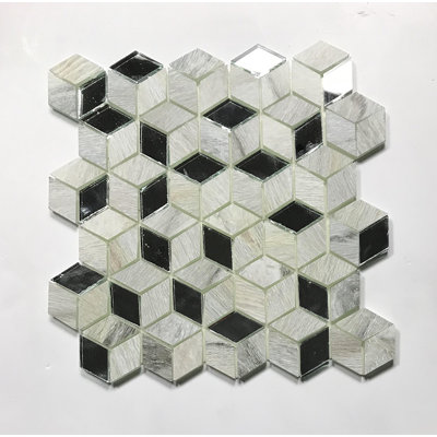 Carrelage mural de mosaïque décoratif en verre à bord droit et à losanges 1,625 po x 1,875 po Musico