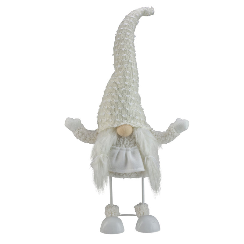 Gnome de Noël blanc et beige 24,5 po Serena