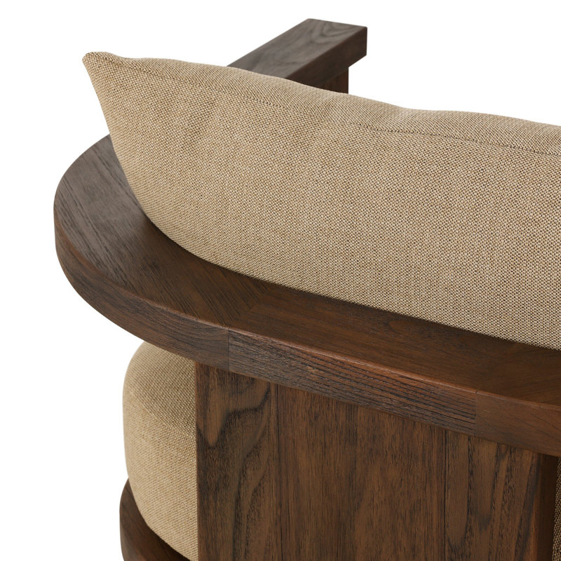 Tahana Outdoor Teak Armchair, Olympia Canvas, Stained Saddle Brown