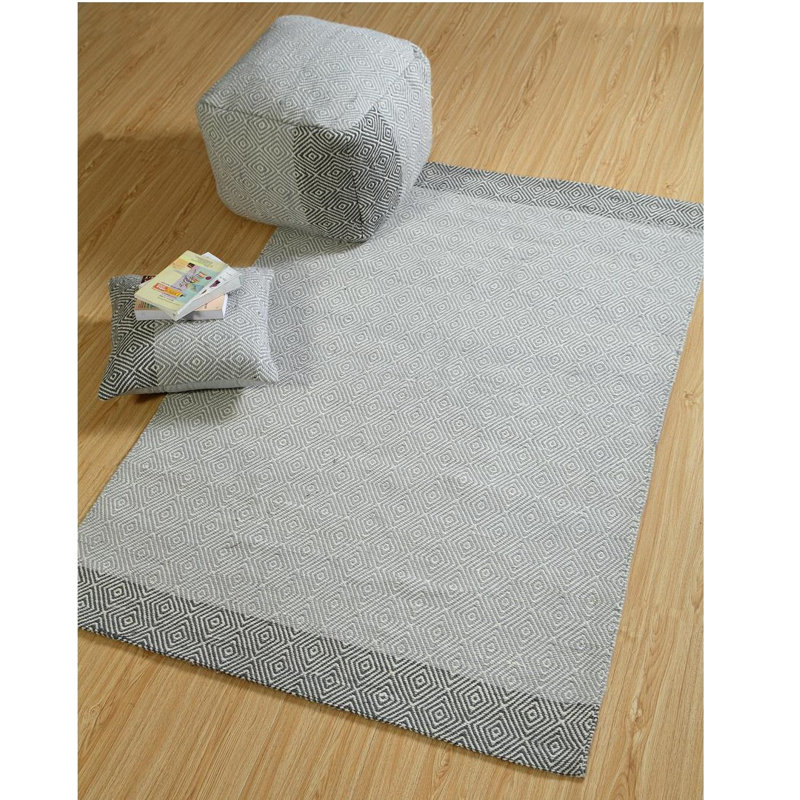 Prevatte Hand Woven Grey Are Rug, Rectangle 4'8" x 6'8"