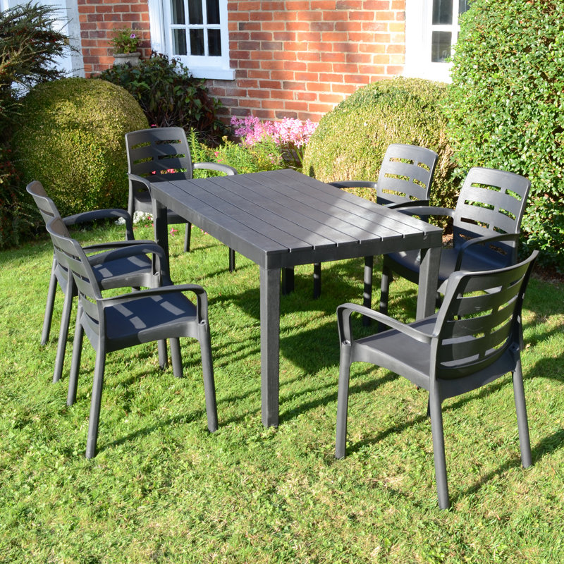 Roann Rectangular Table with 6  Chairs Garden Set