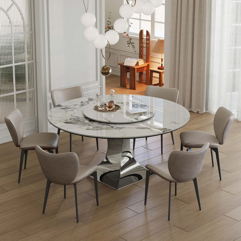 59" Round Sintered Stone Dining Table Set