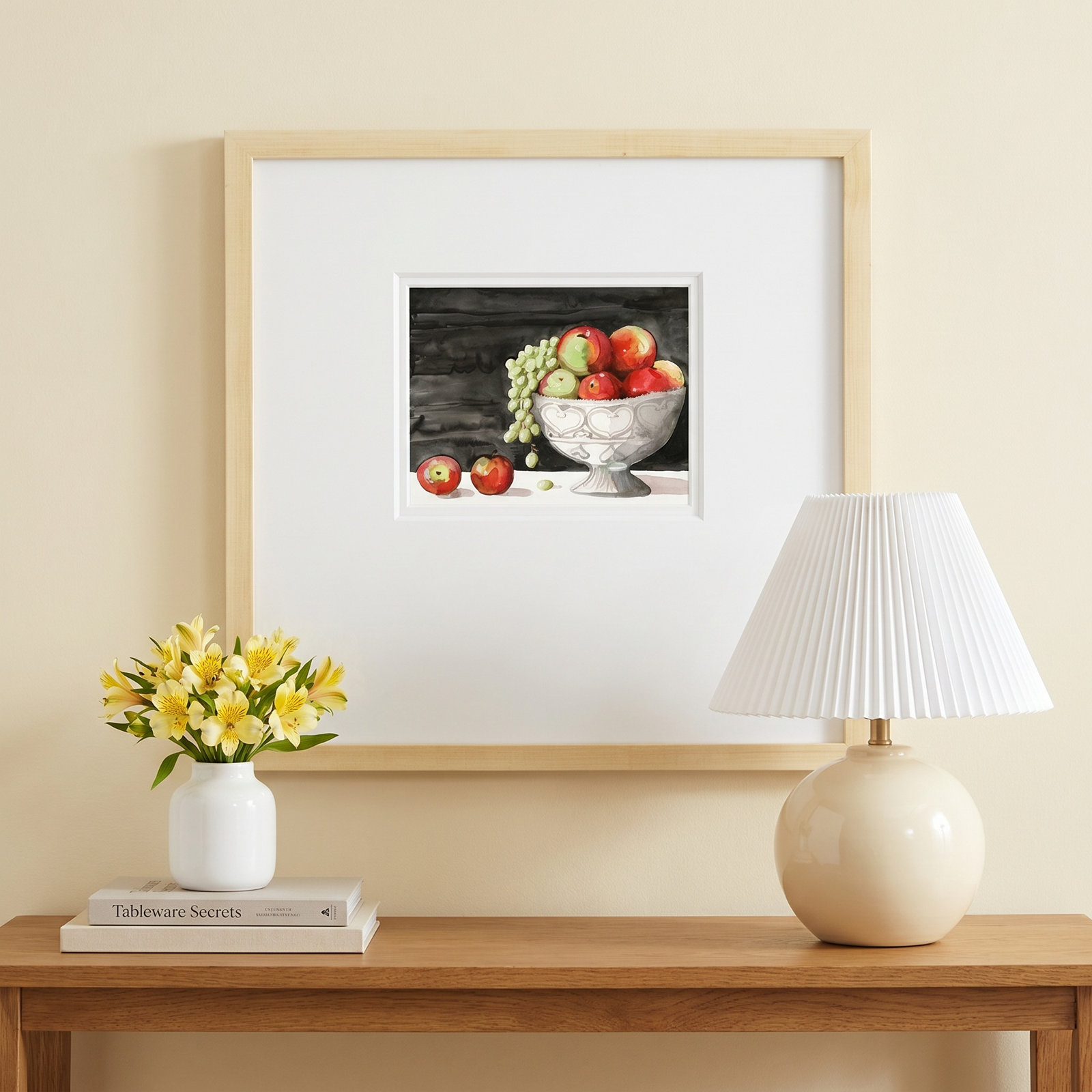 Watercolor Fruit Bowl I Print, 17" H x 17" W x 1.25" D