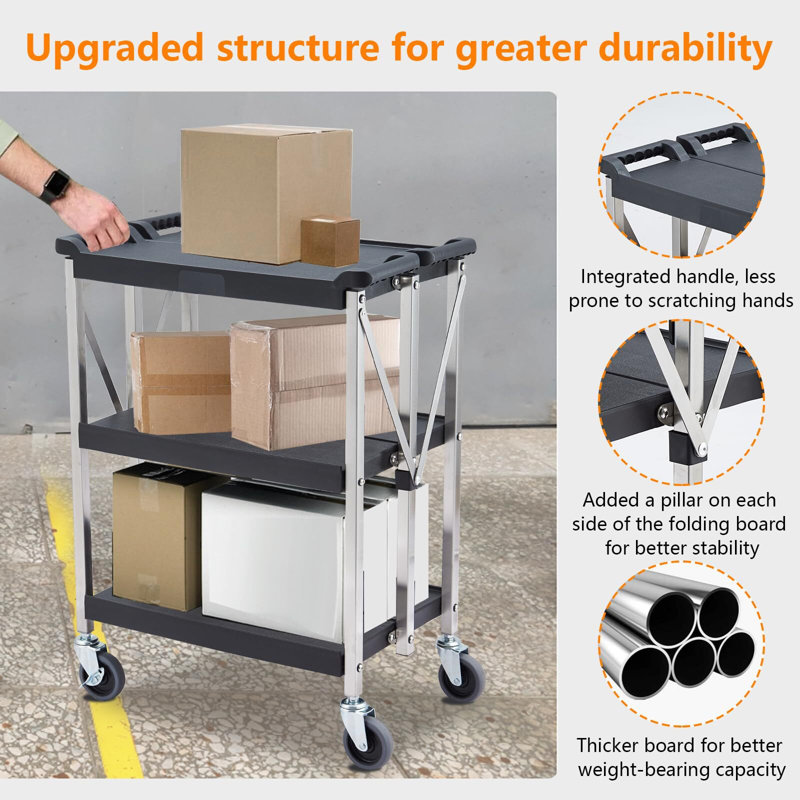 37.8'' H x 25'' W Utility Cart, Black