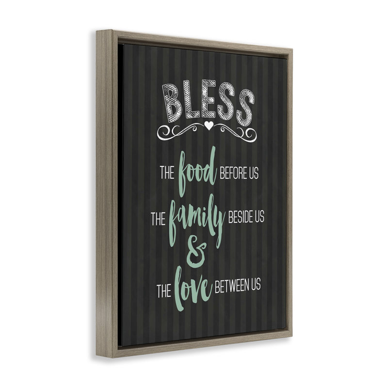 Cadre flottant Bless The Food Family & Love, design par Lettré et doublé, H 21 po x l 17 po, Cadre flottant orme Montalcino