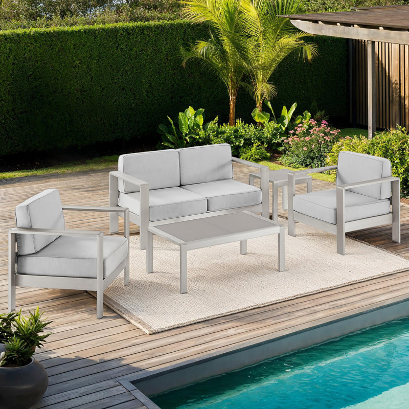 Magers Outdoor Grey 2 Seater 5pc Set, Gray, Gray