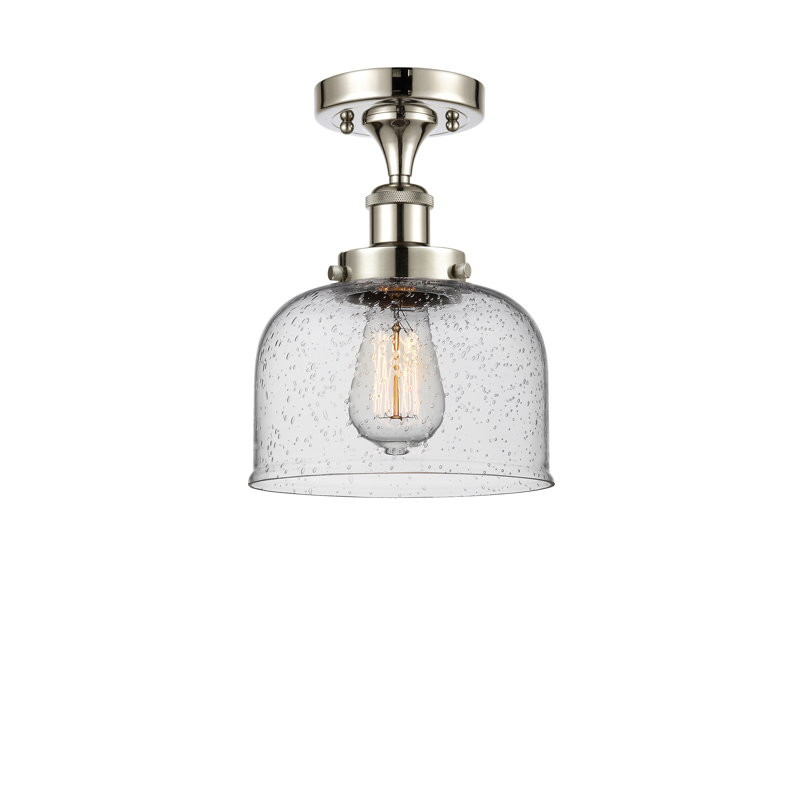 Plafonnier semi-encastré 1 lumière Analily, Nickel poli, H 13 po x l 8 po x P 8 po, DEL