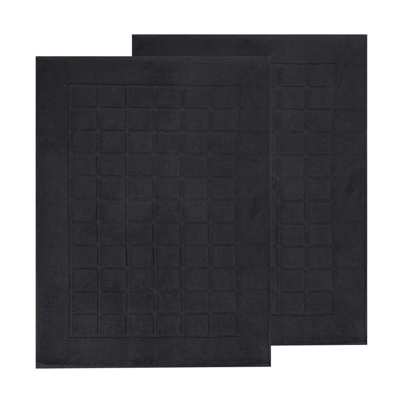 Tapis de bain réversible 100% coton épais et absorbant, Noir