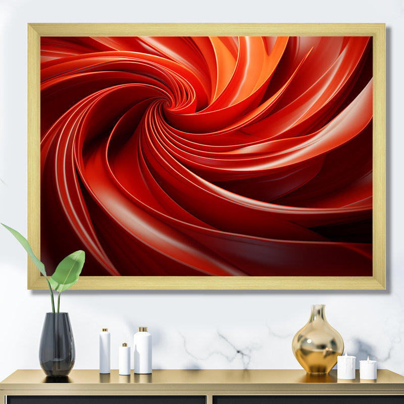 Orange et rouge abstrait spirale Dreamscape II - abstrait spirales murales, H 16 po x l 32 po x P 1 po