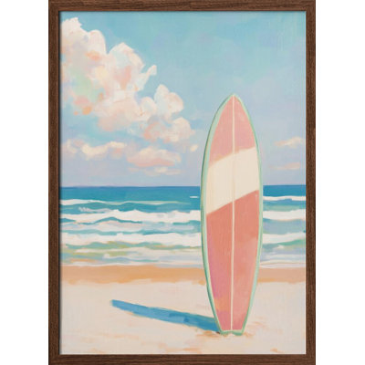 «Sea Beach Surfboard», art mural texturé encadré