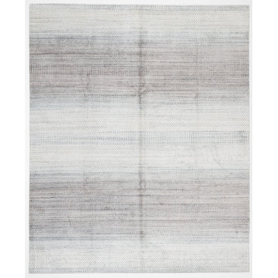 Striped Area Rug in White/Lilac