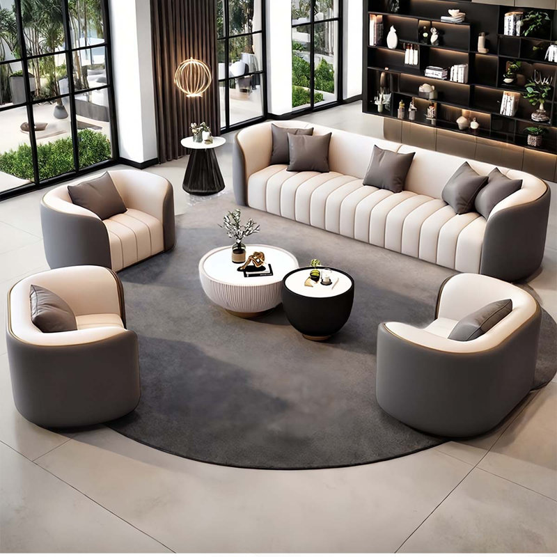 Minimalist Grey Business Reception Sofa Set